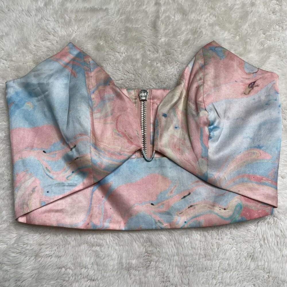 Zimmermann Women's Pastel Marble Pink Blue Zip Up 100% Silk Corset Size 1 / 6 US